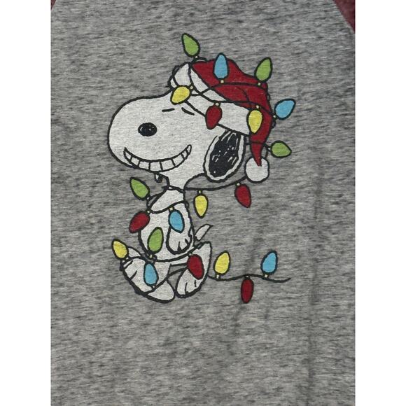 Peanuts Snoopy Christmas Holiday Raglan T-Shirt – Size Small - Picture 2 of 4